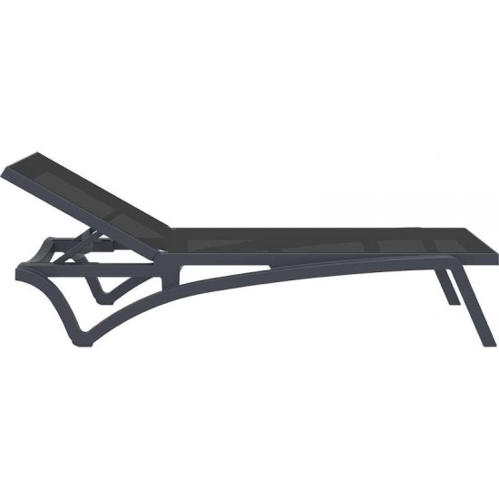 PACIFIC ΞΑΠΛΩΣΤΡΑ DARK GREY/BLACK ΠΟΛ/ΝΙΟΥ 193X68X35εκ.