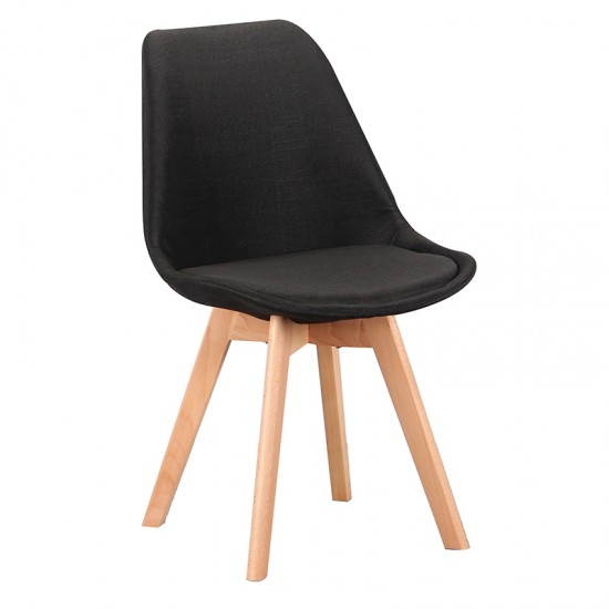 Καρέκλα Τραπεζαρίας Ξύλινη 4τμχ Billy Black Ύφασμα 49x55x83εκ.