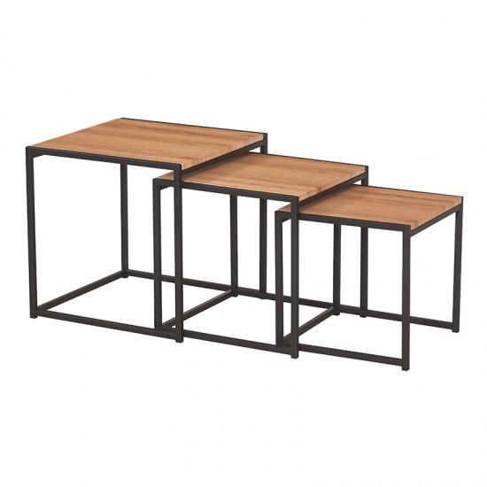 ALBA SET 3 ΤΜΧ ΤΡΑΠΕΖΑΚΙΑ OAK GRAIN 45Χ45Χ45-40Χ40Χ40-35Χ35Χ35εκ.