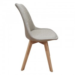 Καρέκλα Τραπεζαρίας Ξύλινη 4τμχ Bianca Beige Ύφασμα 50x56x46-83εκ.