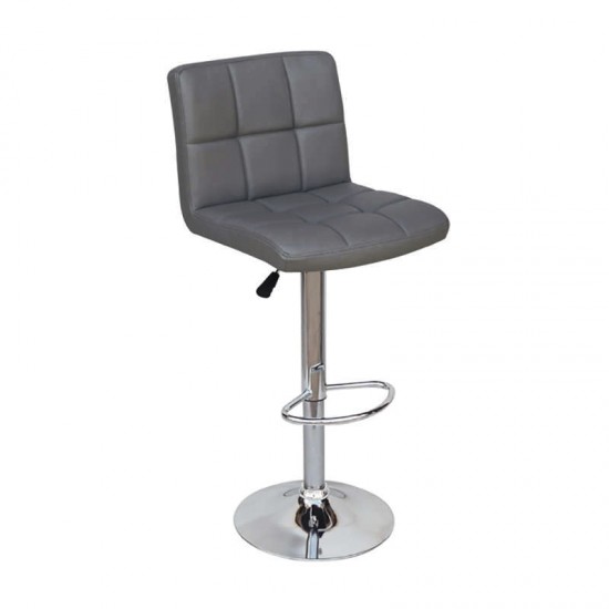 Σκαμπό Μπάρ 2τμχ Bar40 Grey Pu 43x52x113εκ.