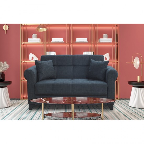 AZUR DARK GREY ΥΦΑΣΜΑ 2ΘΕΣΙΟΣ ΚΑΝΑΠΕΣ/ΚΡΕΒΑΤΙ ΜΕ ΑΠΟΘ.ΧΩΡΟ 150Χ80Χ75εκ.