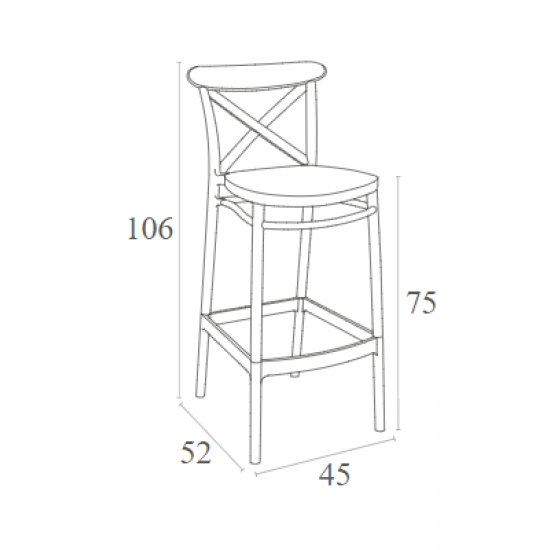 CROSS 75εκ. ΣΚΑΜΠΟ DARK GREY ΠΟΛ/ΝΙΟΥ 45Χ52Χ106εκ.
