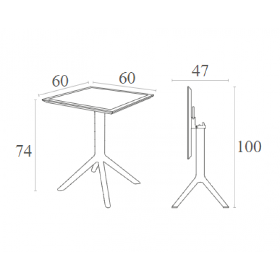 SKY WHITE 60Χ60X74εκ. ΤΡΑΠΕΖΙ ΠΤΥΣ/ΝΟ ΠΟΛ/ΝΙΟΥ