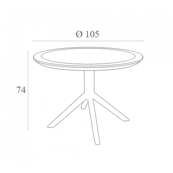 SKY DARK GREY Φ105X74εκ. ΤΡΑΠΕΖΙ ΠΟΛ/ΝΙΟΥ