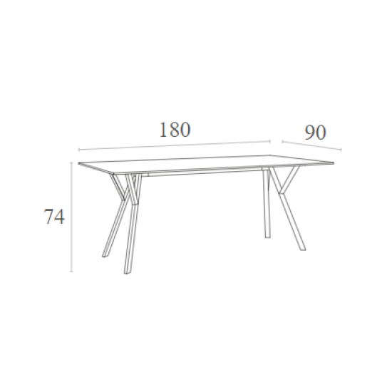 MAX ΤΡΑΠΕΖΙ 180X90Χ74εκ. WHITE LAMINATE 12mm