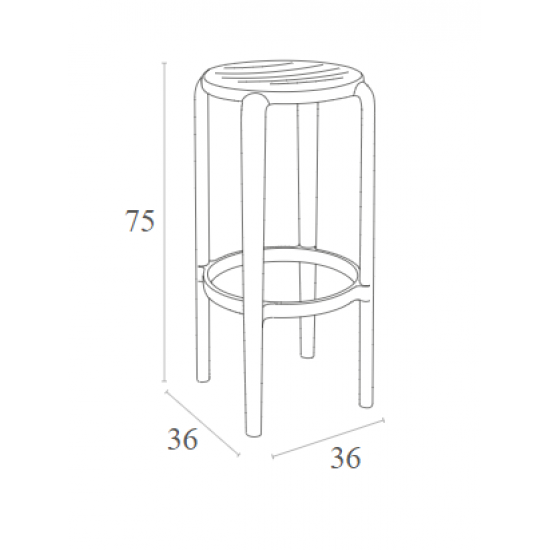 TOM 75εκ. ΣΚΑΜΠΟ WHITE ΠΟΛ/ΝΙΟΥ 36X36X75εκ.