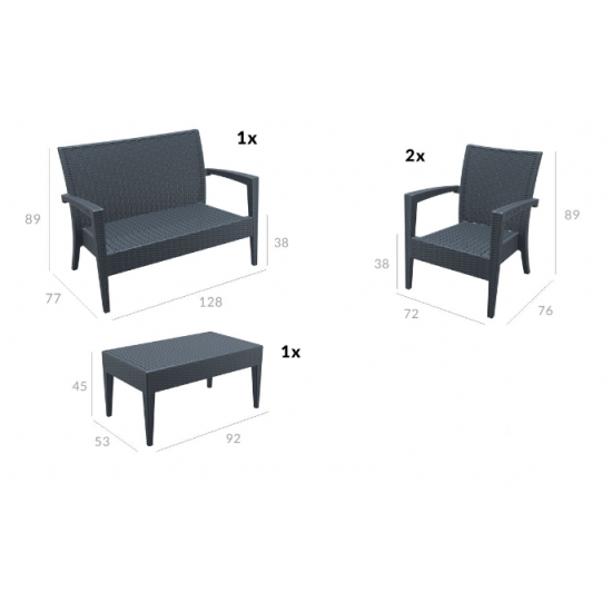 MIAMI SET DARK GREY ΜΕ ΜΑΞ.(1ΚΑΝ.+2ΠΟΛ+ΤΡΑΠ.92Χ53εκ.)ΠΟΛ/ΝΙΟΥ