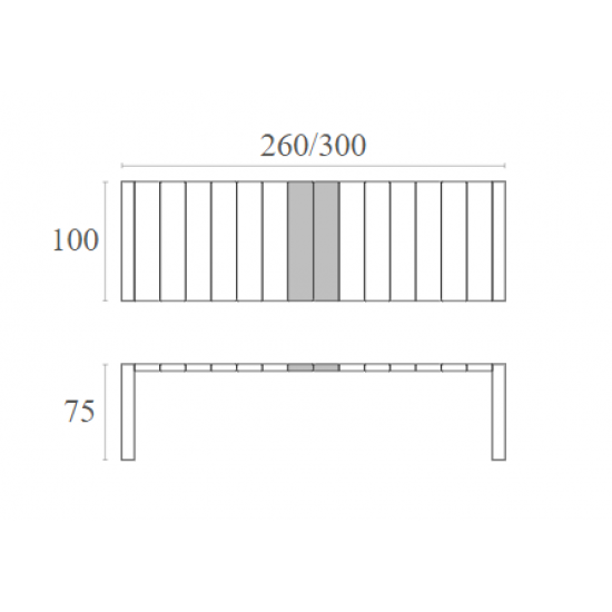 VEGAS BLACK 100X260/300Χ75εκ. ΕΠΕΚΤ.ΤΡΑΠΕΖΙ ΠΟΛ/ΝΙΟΥ