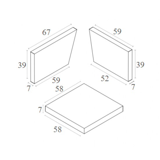 MONACO ΜΑΞΙΛΑΡΙΑ ΣΕΤ 3ΤΜΧ ΓΙΑ ΓΩΝΙΑ 67Χ59Χ39/59Χ39Χ7/58Χ58Χ7εκ.
