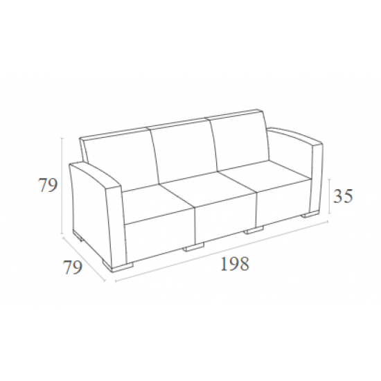 MONACO DARK GREY 3ΘΕΣΙΟΣ ΚΑΝΑΠΕΣ ΠΟΛ/ΝΙΟΥ 198X79X79εκ.