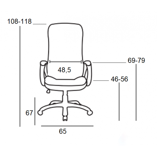 A9150 ΜΑΥΡΗ ΠΟΛΥΘΡΟΝΑ ΓΡΑΦΕΙΟΥ 65X67X46-108/56-118εκ.