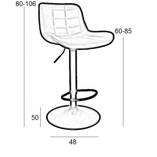 Σκαμπό Μπάρ 2τμχ Bar94 Grey Pu 48x50x106εκ.