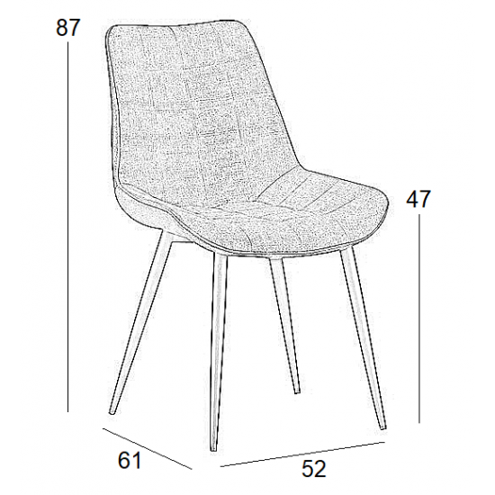 Καρέκλα Τραπεζαρίας Μεταλλική 4τμχ Denis Black Ύφασμα 52x61x87εκ.