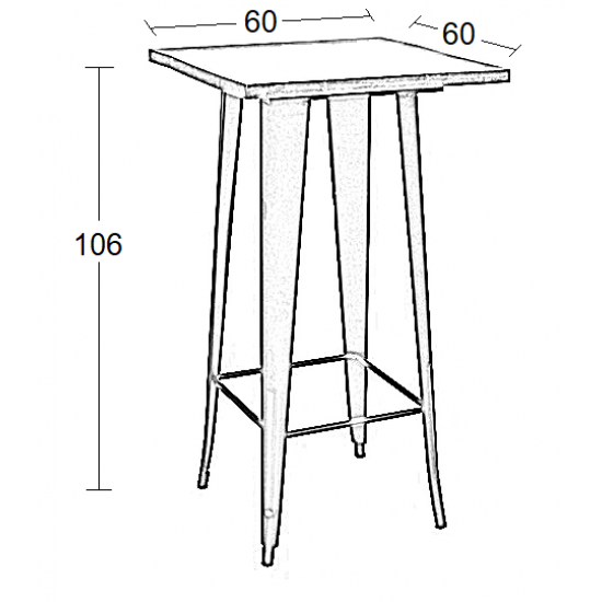 TEXAS ΜΠΑΡ ΜΑΥΡΟ ΜΑΤ ΤΡΑΠ. 60Χ60Χ106εκ.WOOD TOP