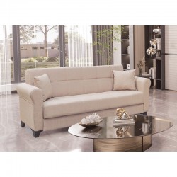 AZUR LIGHT BROWN ΥΦΑΣΜΑ 3ΘΕΣΙΟΣ ΚΑΝΑΠΕΣ/ΚΡΕΒΑΤΙ ΜΕ ΑΠΟΘ.ΧΩΡΟ 210X80X75εκ.