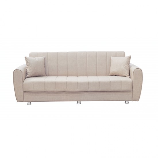 ELVA LIGHT BROWN ΥΦΑΣΜΑ 3ΘΕΣΙΟΣ ΚΑΝΑΠΕΣ/ΚΡΕΒΑΤΙ ΜΕ ΑΠΟΘ.ΧΩΡΟ 210X80X75εκ.