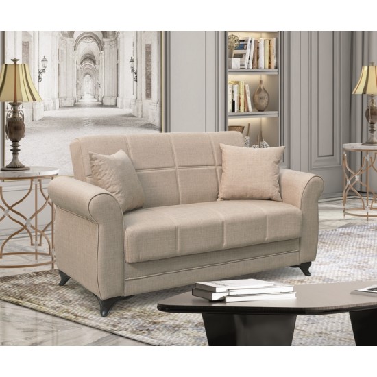 LENA LIGHT BROWN ΥΦΑΣΜΑ 2ΘΕΣΙΟΣ ΚΑΝΑΠΕΣ/ΚΡΕΒΑΤΙ ΜΕ ΑΠΟΘ.ΧΩΡΟ 150Χ80Χ75εκ.