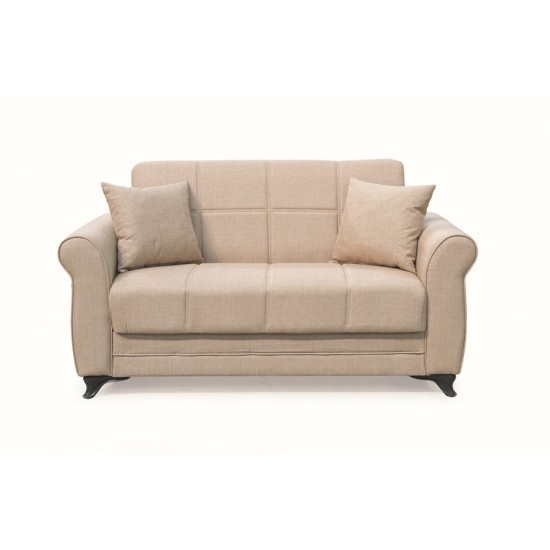 LENA LIGHT BROWN ΥΦΑΣΜΑ 2ΘΕΣΙΟΣ ΚΑΝΑΠΕΣ/ΚΡΕΒΑΤΙ ΜΕ ΑΠΟΘ.ΧΩΡΟ 150Χ80Χ75εκ.