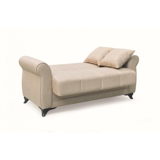 LENA LIGHT BROWN ΥΦΑΣΜΑ 2ΘΕΣΙΟΣ ΚΑΝΑΠΕΣ/ΚΡΕΒΑΤΙ ΜΕ ΑΠΟΘ.ΧΩΡΟ 150Χ80Χ75εκ.