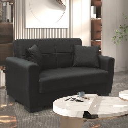 ANIMA BLACK ΥΦΑΣΜΑ 2ΘΕΣΙΟΣ ΚΑΝΑΠΕΣ/ΚΡΕΒΑΤΙ ΜΕ ΑΠΟΘ.ΧΩΡΟ 150Χ80Χ75εκ.