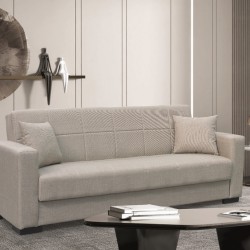 ROVER LIGHT BROWN ΥΦΑΣΜΑ 3ΘΕΣΙΟΣ ΚΑΝΑΠΕΣ/ΚΡΕΒΑΤΙ ΜΕ ΑΠΟΘ.ΧΩΡΟ 210X80X75εκ.