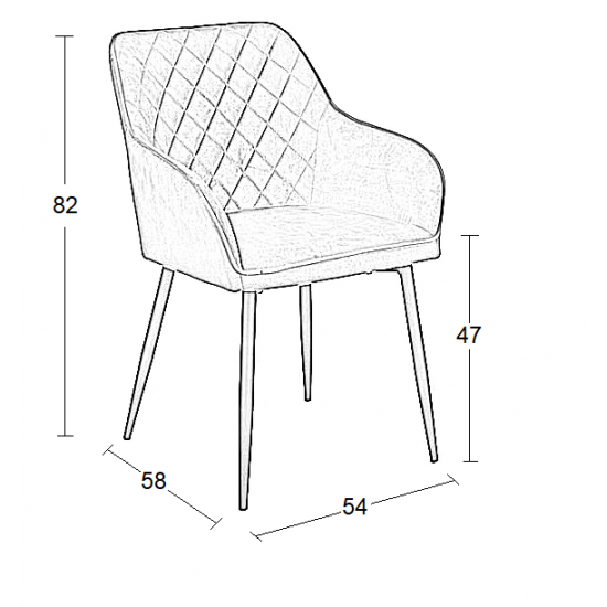 SIENA GREY VELVET ΥΦΑΣΜΑ ΠΟΛΥΘΡΟΝΑ ΜΕΤΑΛΛΙΚΗ 54X58X82εκ.
