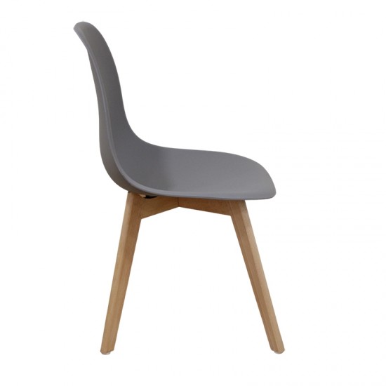 Καρέκλα Τραπεζαρίας Ξύλινη 4τμχ Loft Plus Γκρί PP 46x46x41-81εκ.