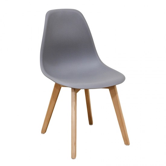 Καρέκλα Τραπεζαρίας Ξύλινη 4τμχ Loft Plus Γκρί PP 46x46x41-81εκ.