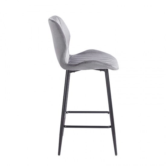 DYLAN GREY VELVET ΥΦΑΣΜΑ 65εκ. ΣΚΑΜΠΟ ΜΕΤΑΛΛΙΚΟ 46X45X65-95εκ.