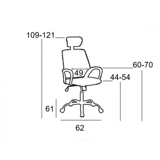 A1710 ΜΑΥΡΟ MESH ΠΟΛΥΘΡΟΝΑ ΓΡΑΦΕΙΟΥ 62Χ61Χ44-109/54-121εκ.