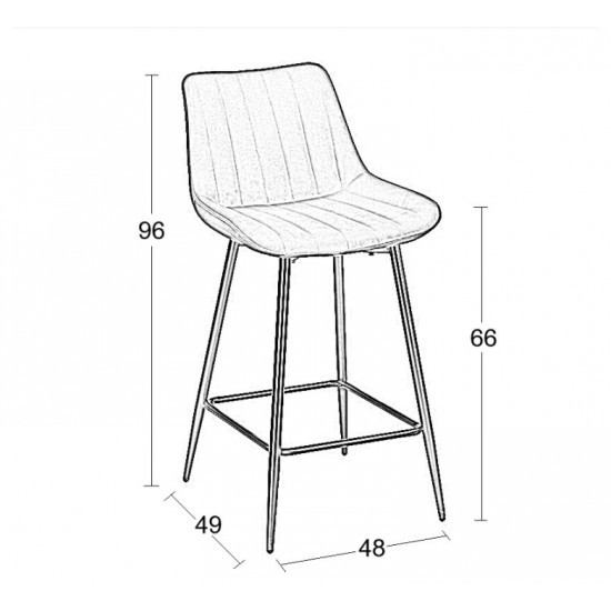 REPO GREY VELVET ΥΦΑΣΜΑ 66εκ. ΣΚΑΜΠΟ ΜΕΤΑΛΛΙΚΟ 48X49X66-96εκ.