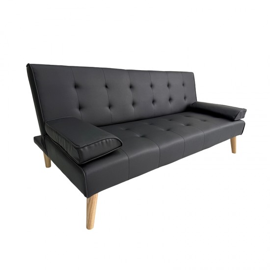 MERYL BLACK PU ΚΑΝΑΠΕΣ ΚΡΕΒΑΤΙ 170X81X74εκ.