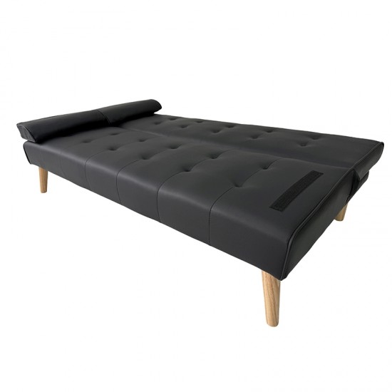 MERYL BLACK PU ΚΑΝΑΠΕΣ ΚΡΕΒΑΤΙ 170X81X74εκ.
