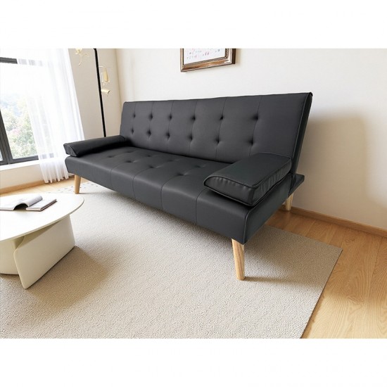 MERYL BLACK PU ΚΑΝΑΠΕΣ ΚΡΕΒΑΤΙ 170X81X74εκ.