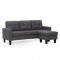LIANA S DARK GREY ΥΦΑΣΜΑ ΚΑΝΑΠΕΣ ΓΩΝΙΑ 185Χ126X84εκ.