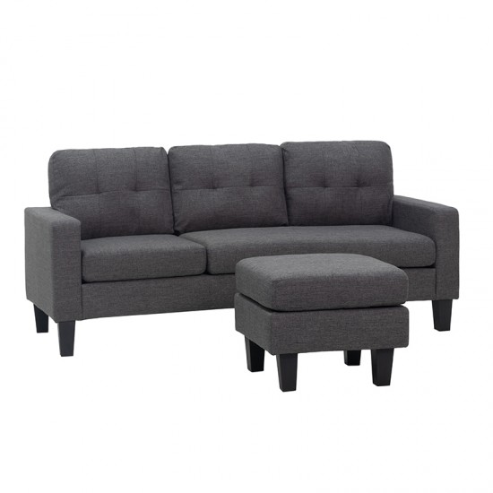 LIANA S DARK GREY ΥΦΑΣΜΑ ΚΑΝΑΠΕΣ ΓΩΝΙΑ 185Χ126X84εκ.