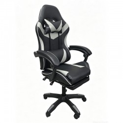 A9937 ΜΑΥΡΟ/ΓΚΡΙ PVC ΠΟΛΥΘΡΟΝΑ GAMING/ΜΕ ΥΠΟΠΟΔΙΟ 64X59X43-112/53-125εκ.