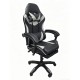 A9937 ΜΑΥΡΟ/ΓΚΡΙ PVC ΠΟΛΥΘΡΟΝΑ GAMING/ΜΕ ΥΠΟΠΟΔΙΟ 64X59X43-112/53-125εκ.