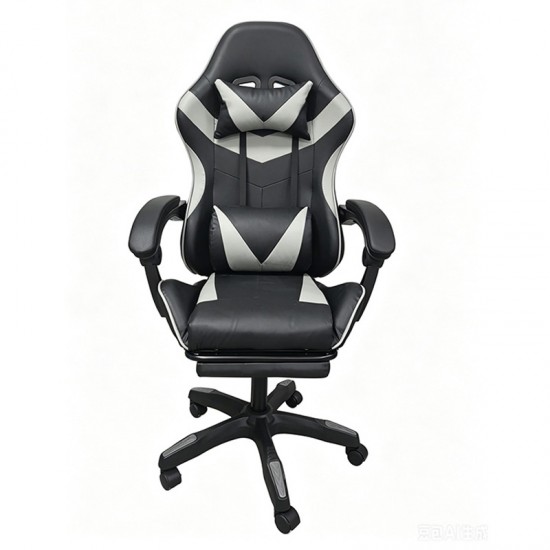 A9937 ΜΑΥΡΟ/ΓΚΡΙ PVC ΠΟΛΥΘΡΟΝΑ GAMING/ΜΕ ΥΠΟΠΟΔΙΟ 64X59X43-112/53-125εκ.