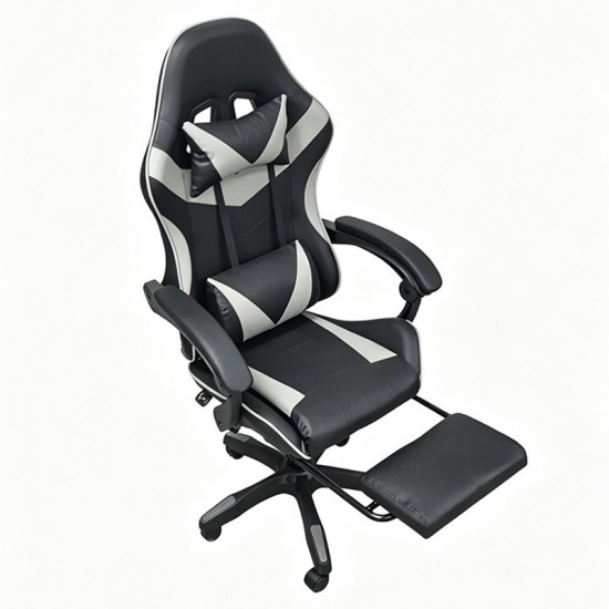A9937 ΜΑΥΡΟ/ΓΚΡΙ PVC ΠΟΛΥΘΡΟΝΑ GAMING/ΜΕ ΥΠΟΠΟΔΙΟ 64X59X43-112/53-125εκ.