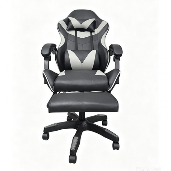 A9937 ΜΑΥΡΟ/ΓΚΡΙ PVC ΠΟΛΥΘΡΟΝΑ GAMING/ΜΕ ΥΠΟΠΟΔΙΟ 64X59X43-112/53-125εκ.