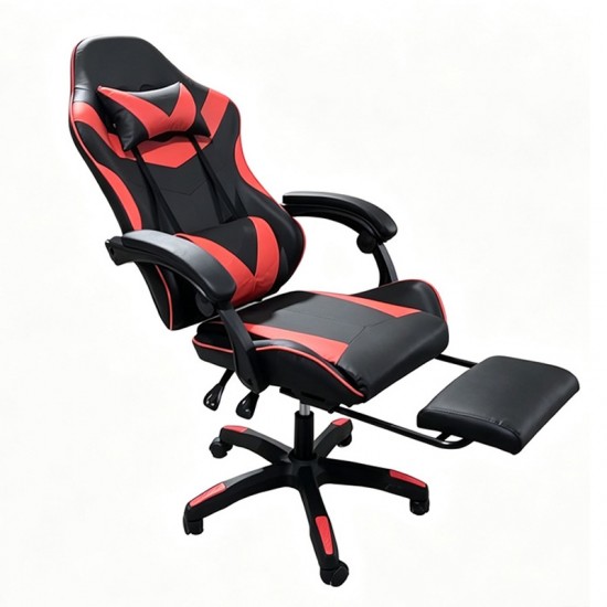 A9937 ΜΑΥΡΟ/ΚΟΚΚΙΝΟ PVC ΠΟΛΥΘΡΟΝΑ GAMING/ΜΕ ΥΠΟΠΟΔΙΟ 64X59X43-112/53-125εκ.