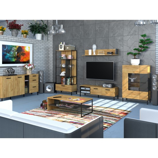 Μπουφές Santes Χρυσό Δρυς-Γραφίτη 155x42x92.5cm