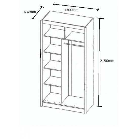 Ντουλάπα Δίφυλλη Ilona Sonoma 130x61x215εκ MDF