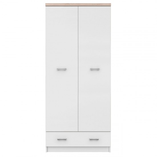 Ντουλάπα Δίφυλλη Top Mix Λευκή με Sonoma 80x57x183cm