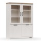Bιτρίνα VERNE Δίφυλλη  114.8x37.2x153cm Λευκό-Φυσικός Δρυς