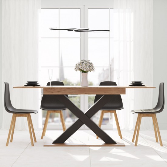 Τραπέζι Επεκτεινόμενο Cross Χρυσό Δρυς-Ανθρακί 150-185x85x76.2cm