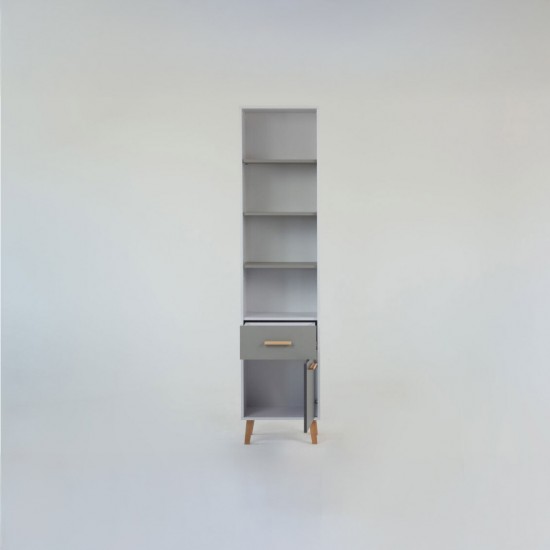 Βιβλιοθήκη Timmy Λευκό-Γραφίτη-Γκρι 46.8x36x199cm