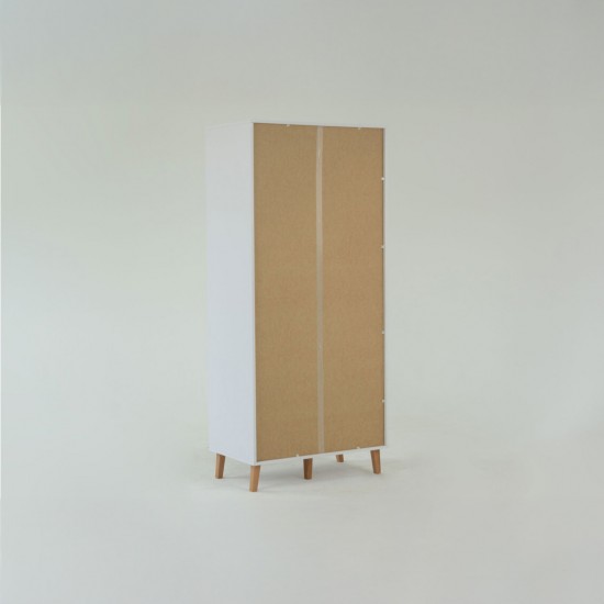 Ντουλάπα Timmy 2D2S Λευκό-Γραφίτη-Γκρι 90x50x199cm